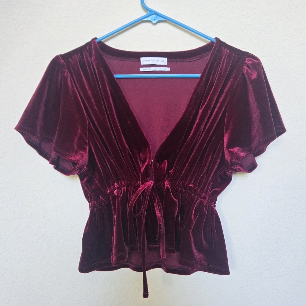 Urban Outfitters | Velvet Crop Top | Ruby Red